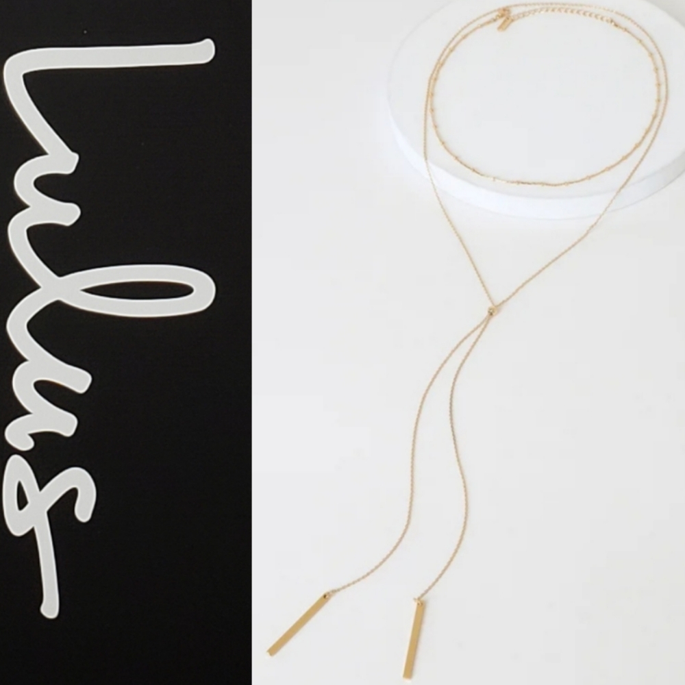 Lulus Run to You gold choker & set 12.5-14"